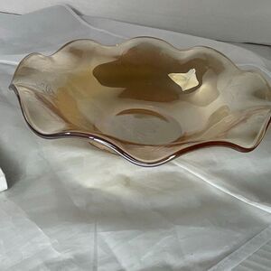 Vintage Jeannette Glass Company Floragold Louisa serving bowl.